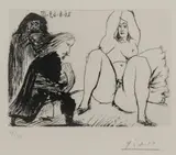 Pablo Picasso, La Celestine, Sa Protegee Et Un Jeune Gentilhomme, - FROM LA SERIE 347 Aquatint on Rives paper