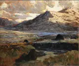 James Humbert Craig, Lake And Mountain Landscape, North Of Ireland, Oil on board