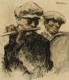 William Conor, The Flute Band, Crayon