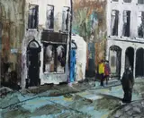 Seamus O'Colmain, Dublin Street Scene, Oil on board