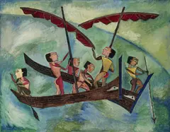 Basil Rakoczi, Les Pecheurs (Fishing Boats), Oil on canvas