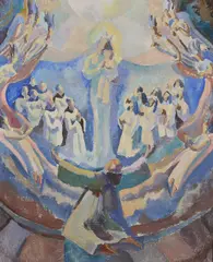 In Praise Of Our Lady by Father Jack P. Hanlon, Oil on canvas, sold Sep 2025