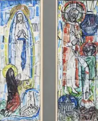 Patrick Pollen, Design For Two Windows In St. Marys Church Galway, Watercolour and crayon