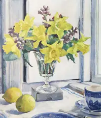 DAFFODILS by A WINDOW by Rosaleen Brigid Ganly, Oil on canvas, sold Sep 2025