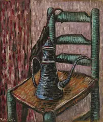 Still Life With Blue Oil Can by Basil Rakoczi, Oil on canvas, sold Sep 2025