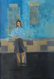 Catherine McWilliams, Woman In An Abstract Place, Oil on board