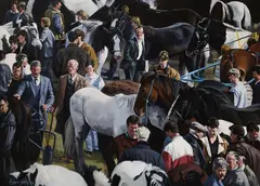 Fergus Lyons, Ballinasloe Horse Fair, Oil on canvas laid on board
