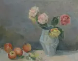 Stella Steyn, Still Life - Apples And Roses, Oil on canvas