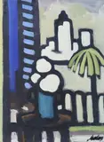 Still Life With Palm Tree by Markey Robinson, Gouache, sold Sep 2025