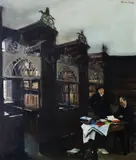 Thomas Ryan, The Interior Of Marsh's Library With Figures, Oil on canvas