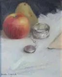 James English, Silver With Fruit, Oil in canvas board