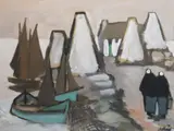 Boats At The Shore by Markey Robinson, Gouache, sold Sep 2025