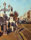 Norman Teeling, O'Connell St From The Bridge, Oil on board