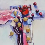 Richard Croft, Still Life With Red Teapot, Oil on canvas