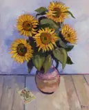 Richard Croft, "Sunflowers' Homage To Van Gogh, Oil on canvas