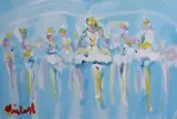 Marie Carroll, Ballerinas, Acrylic on cards