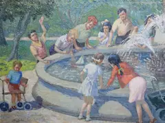 Tom Lalor, Summer Fun, St. Stephens Green, Oil on board