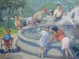 Tom Lalor, Summer Fun, St. Stephens Green, Oil on board