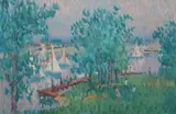 Desmond Carrick, Spanish Marina, Oil on board