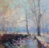 Arthur K. Maderson, Early Morning, Copley Wood (Near Somerset), Oil on board