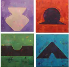 Christina Poole, Forms, Sept, '01, A set of four oil on canvas'