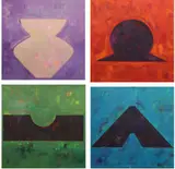 Christina Poole, Forms, Sept, '01, A set of four oil on canvas'