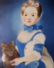 John Kindness, Portrait Of A Little Girl (After Perronneau), Enamel and oil on aluminum