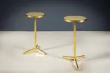 Wine Tables, A Pair, OF BRASS FRAMED WINE TABLES