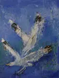 Anne Donnelly, Seagulls Fighting, Oil on paper
