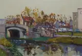 Liam Treacy, Canal Bridge, Oil on canvas