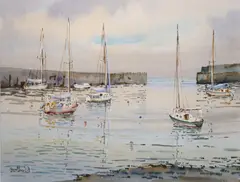 Berthold Dunne, Bray Harbour, Watercolour