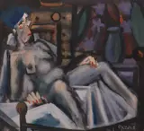 George Dunne, Reclining Woman, Oil on board