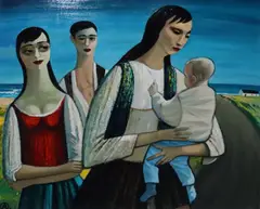 Alan Dooley, The Family, Oil on board
