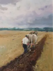 Ploughing by Paul Kelly, Oil on board, sold Jun 2025