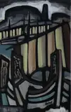 Docked by Markey Robinson, Gouache on board, sold Jun 2025