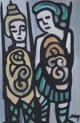 Classical Figures by Markey Robinson, Gouache, sold Jun 2025