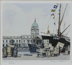 Custom House And Tostal Week, Dublin by Flora Mitchell, Pen and ink, sold May 2025