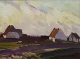 Charles Vincent Lamb, Cottages, Carraroe, Co. Galway, Oil on canvas board