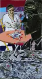 Micheal Farrell, La Recontre, Cafe De Flore, Paris, Oil on canvas
