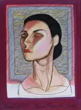 Brian Bourke, Portrait Of L.S, Mixed media on paper