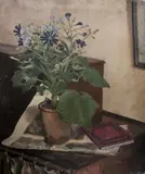 Stephen Bone, Blue Cinerarias, oil oil on canvas