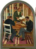 Robert Baker, The Library, Coleg Harlech, Oil on board
