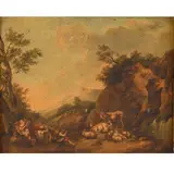 Jan van Gool, Peasants Merrymaking, Livestock Nearby
