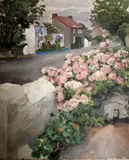 Stephen Bone, A Flower Bed In A Village Garden, Oil on canvas