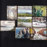 Stephen Bone, Winter Sledging; Tritons In Milles's Gardens; Pembrokeshire; Pen Caer From The Cliffs, Near Porth Guin (1932); Other Views, oil on panel or on board