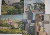 Stephen Bone, Christ Church; Lincoln Cathedral (1925); Roch Castle, Pembrokeshire; St David's Cathedral; Kilpaison, Pembrokeshire, oil on panel