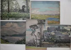 Stephen Bone, The Castle, Haverfordwest; Dartington (1957); Derwentwater From Manesty (1933); Dunloughan Sands And Eskimore; Oxford (?), oil on panel or on board