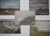 Stephen Bone, Downton Cliff By Milford, Hants; Pembrokeshire Coast; The Kingairloch Hills (1925); Cnoc Nam Bradhan (1925); Storm At Cuckmere Haven, oil on panel or on board