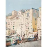 Arthur Henry Knighton-Hammond, Figures By A Harbour On A Summer Day