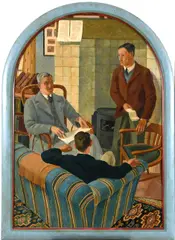 Robert Baker, The Staff Room, Coleg Harlech, Oil on board